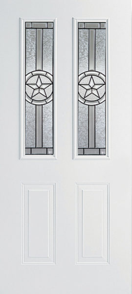 Smooth White 2 Panel Twin 1/2 Lite with Radiant Star glass