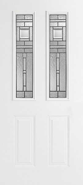 Smooth White 2 Panel Twin 1/2 Lite with Vintage Craftsman glass